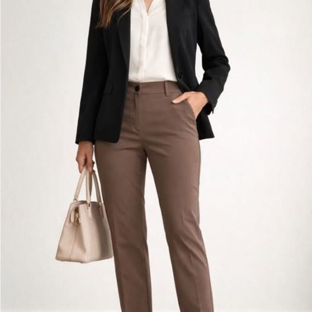 89th & Madison Mocha Straight Leg Pants Size 14P Comfort Waist Stretch NWT